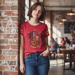 Harry Potter Gryffindor Ladies Fitted Short Sleeve Graphic Shirt size XL